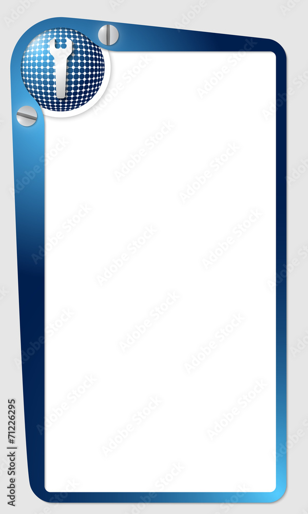 Aufkleber blue frame for text with grid and spanner
