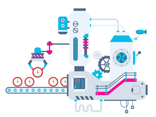 Vector industrial illustration background of the factory for sor