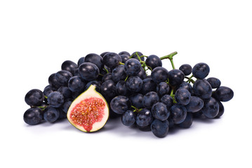 Grape and Fig isolated on white