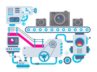 Vector industrial illustration background of the factory for man