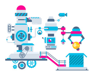 Vector industrial illustration background of the factory for pac