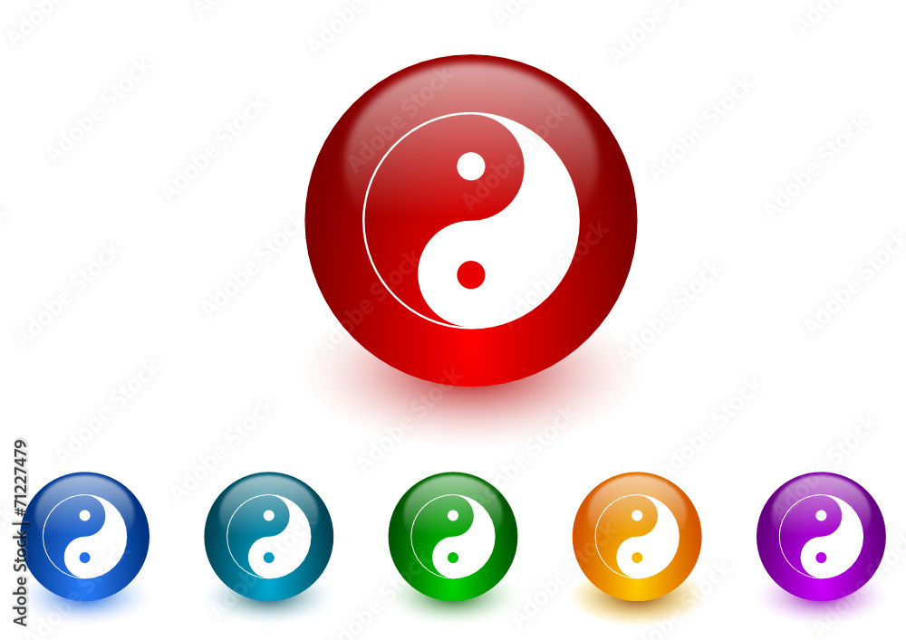 Poster ying yang colorful vector icons set