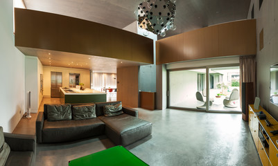 beautiful modern house in cement, interiors