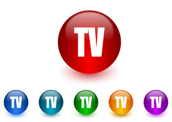 tv colorful vector icons set