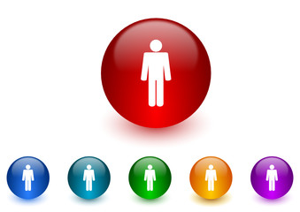 male gender colorful vector icons set