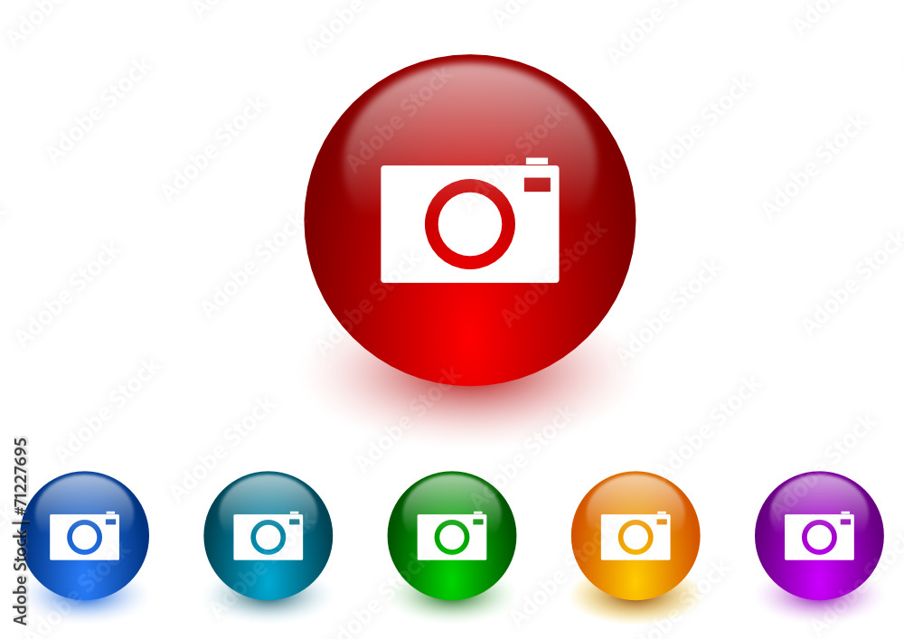Poster camera vector icon colorful set