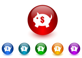 piggy bank vector icon colorful set