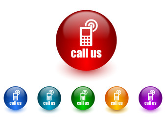 call us vector icon colorful set