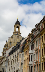 Fototapeta na wymiar Dresden historical center with Frauenkirche (lutheran church)