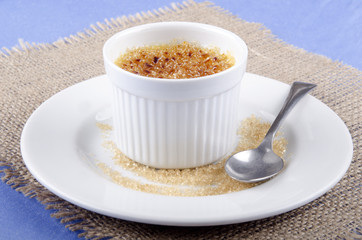 creme brulee in a porcelain bowl