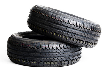 black tires isolated on white background