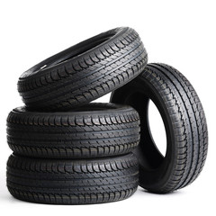 black tires isolated on white background