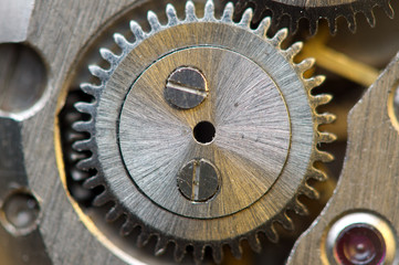 background with metal cogwheels a clockwork. Conceptual photo