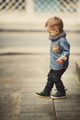 little boy on stairway