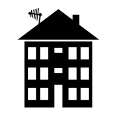 Apartment house icon on white