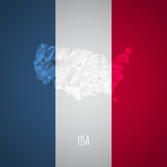 Low Poly USA Map with National Colors
