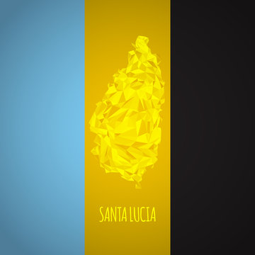 Low Poly Santa Lucia Map with National Colors