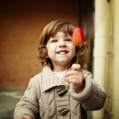 Cute girl with flower portrait