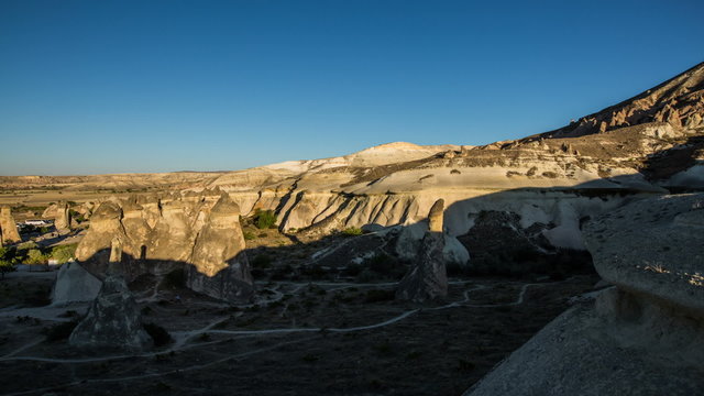 Aerial view of   Cappadocia shadow tima lapse