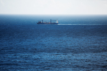 Cargo ship carries swims across the ocean