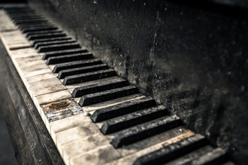 Close up of old piano