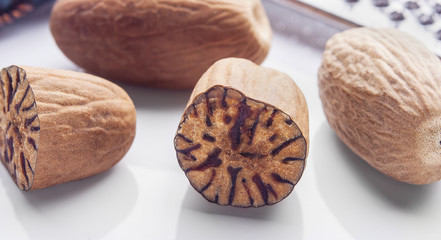 Nutmeg on a white background. Clipping Path