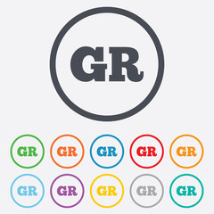 Greek language sign icon. GR Greece translation