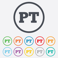 Portuguese language sign icon. PT translation