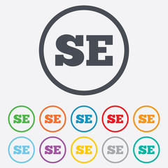 Swedish language sign icon. SE translation