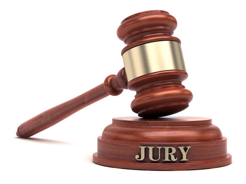 Gavel and JURY text on sound block