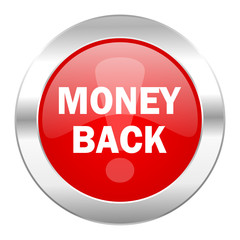 money back red circle chrome web icon isolated