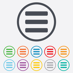List sign icon. Content view option symbol.