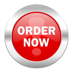 order now red circle chrome web icon isolated
