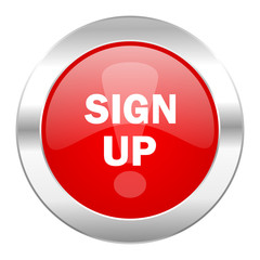 sign up red circle chrome web icon isolated