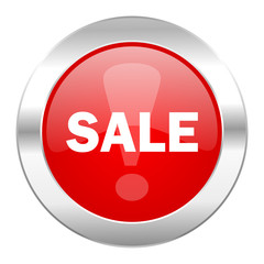 sale red circle chrome web icon isolated