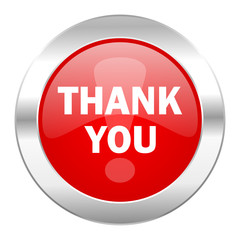 thank you red circle chrome web icon isolated