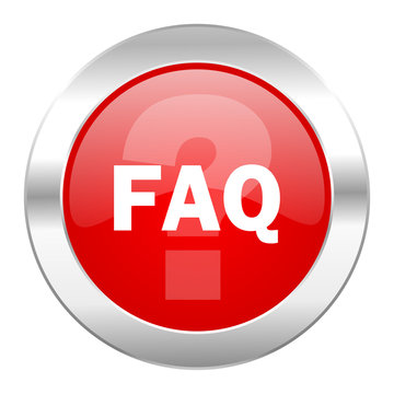 Faq Red Circle Chrome Web Icon Isolated