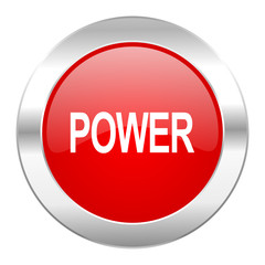 power red circle chrome web icon isolated