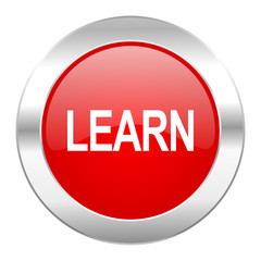 learn red circle chrome web icon isolated