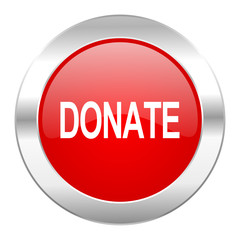 donate red circle chrome web icon isolated