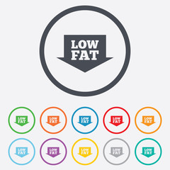 Low fat sign icon. Salt, sugar food symbol.