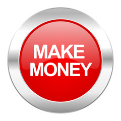 make money red circle chrome web icon isolated