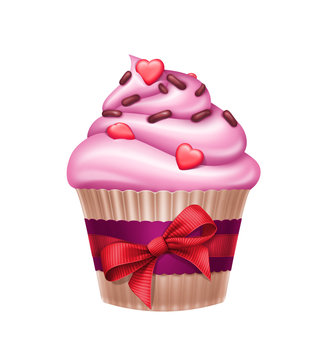 lovely Valentine's day holiday cupcake illustration