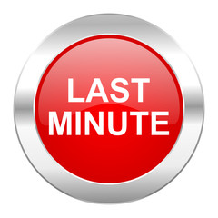 last minute red circle chrome web icon isolated