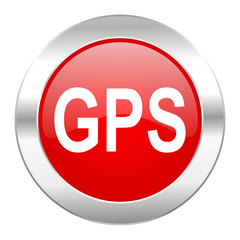gps red circle chrome web icon isolated