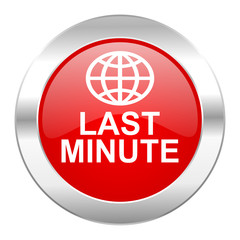 last minute red circle chrome web icon isolated