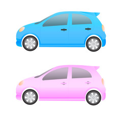 small cars on a white background