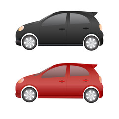 small cars on a white background