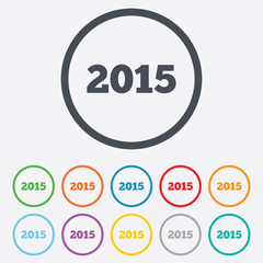 Happy new year 2015 sign icon. Calendar date.