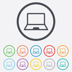 Laptop sign icon. Notebook pc symbol.